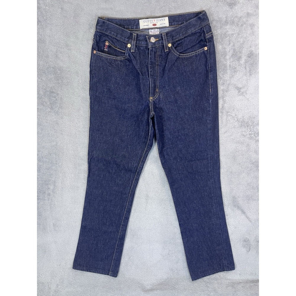 Vintage Guess Jeans Womens 30 Blue Dark Wash Denim High Rise Bootcut Made In USA